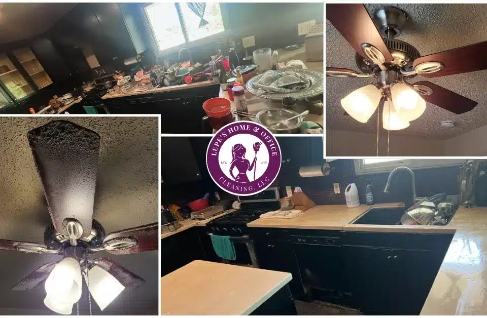 Before & After of Kitchen Counter & Ceiling Fan