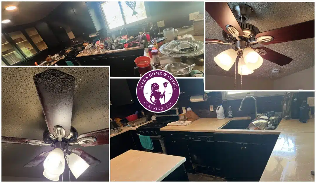 Before & After of Kitchen Counter & Ceiling Fan